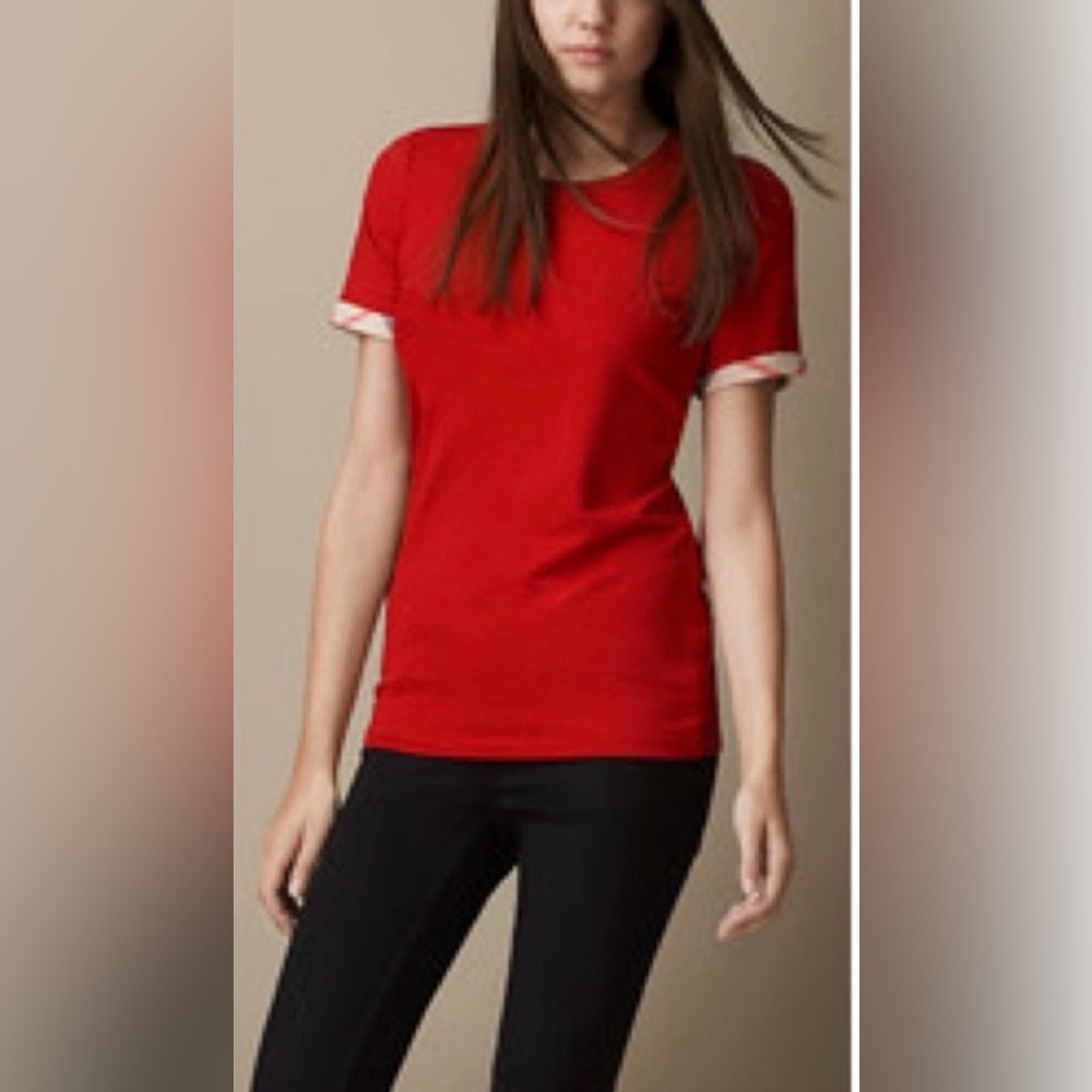 Burberry Authentic Ancholme  Red Nova Check Short Sleeve Tee top